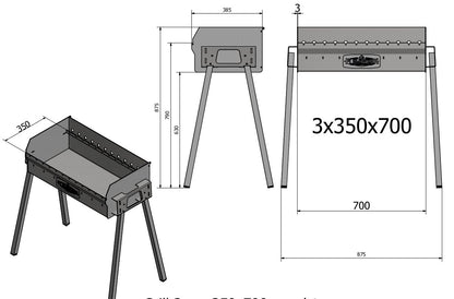 FORGEWERK Mangal Grill 35 × 70 cm aus 3 mm Stahl – Holzkohlegrill für Schaschlik & Outdoor-Kochen