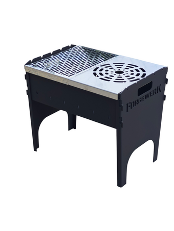 FORGEWERK Mangal Grill 3 mm Stahl – Schaschlikgrill mit Grillrost & Kochplatte