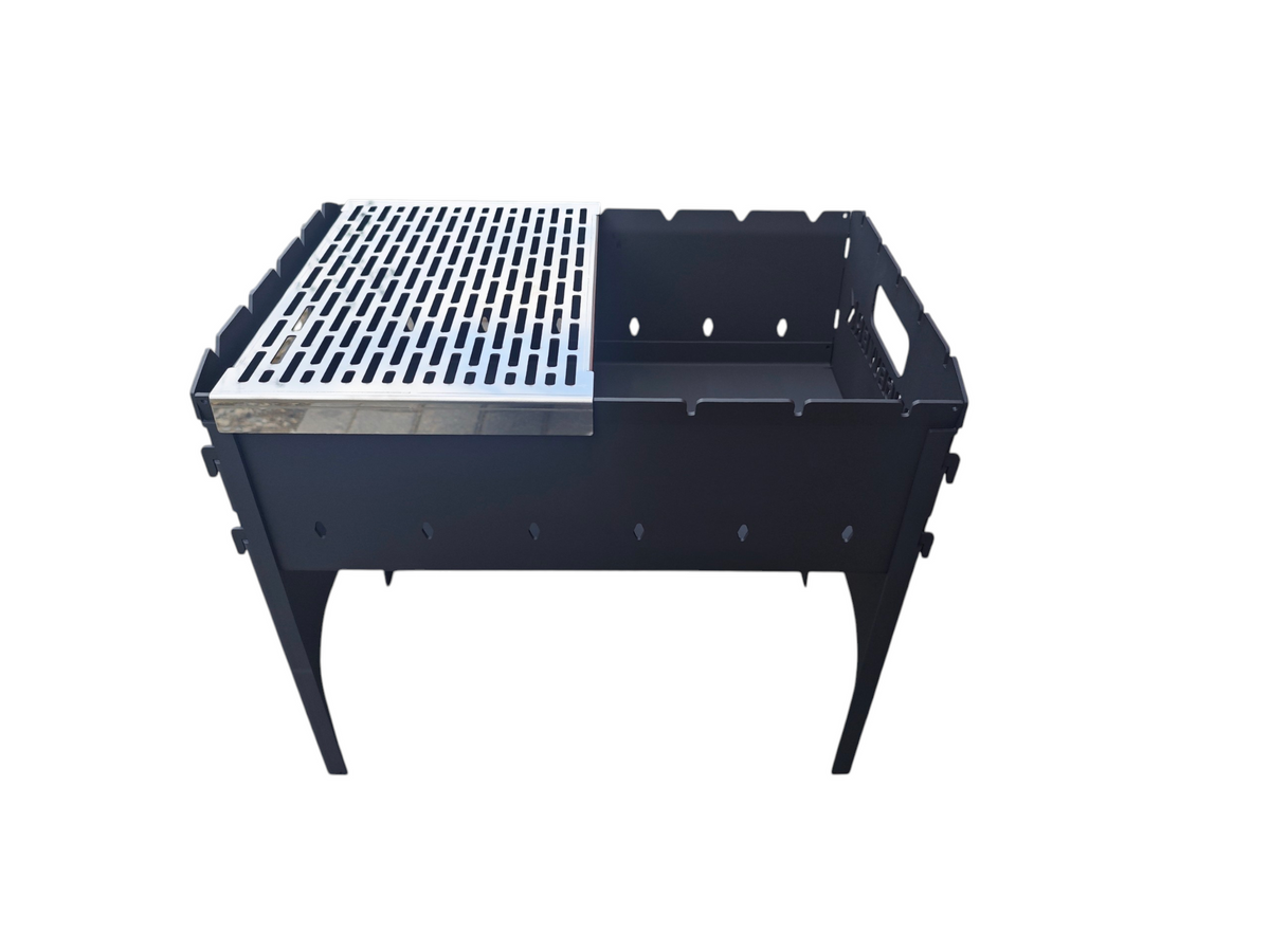 FORGEWERK Mangal Grill 3 mm Stahl – Schaschlikgrill mit Grillrost & Kochplatte