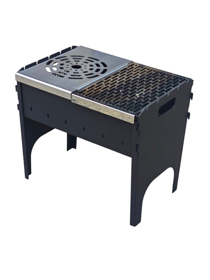 FORGEWERK Mangal Grill 3 mm Stahl – Schaschlikgrill mit Grillrost & Kochplatte