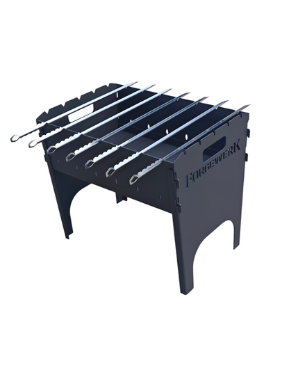 FORGEWERK Mangal Grill 3 mm Stahl – Schaschlikgrill mit Grillrost & Kochplatte