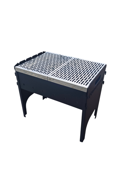FORGEWERK Mangal Grill 3 mm Stahl – Schaschlikgrill mit Grillrost & Kochplatte