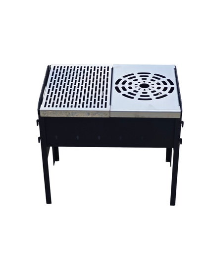 FORGEWERK Mangal Grill 3 mm Stahl – Schaschlikgrill mit Grillrost & Kochplatte