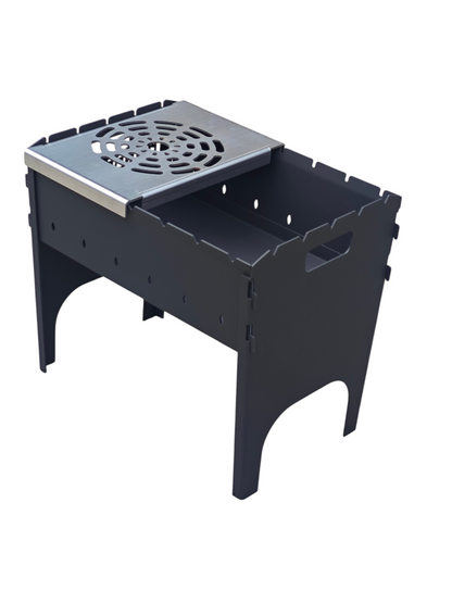 FORGEWERK Mangal Grill 3 mm Stahl – Schaschlikgrill mit Grillrost & Kochplatte