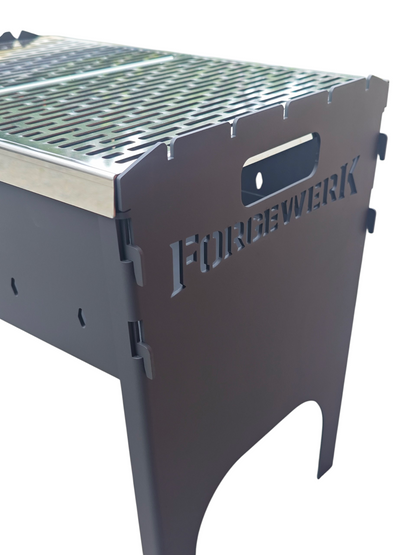 FORGEWERK Mangal Grill 3 mm Stahl – Schaschlikgrill mit Grillrost & Kochplatte