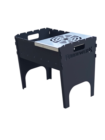 FORGEWERK Mangal Grill 3 mm Stahl – Schaschlikgrill mit Grillrost & Kochplatte