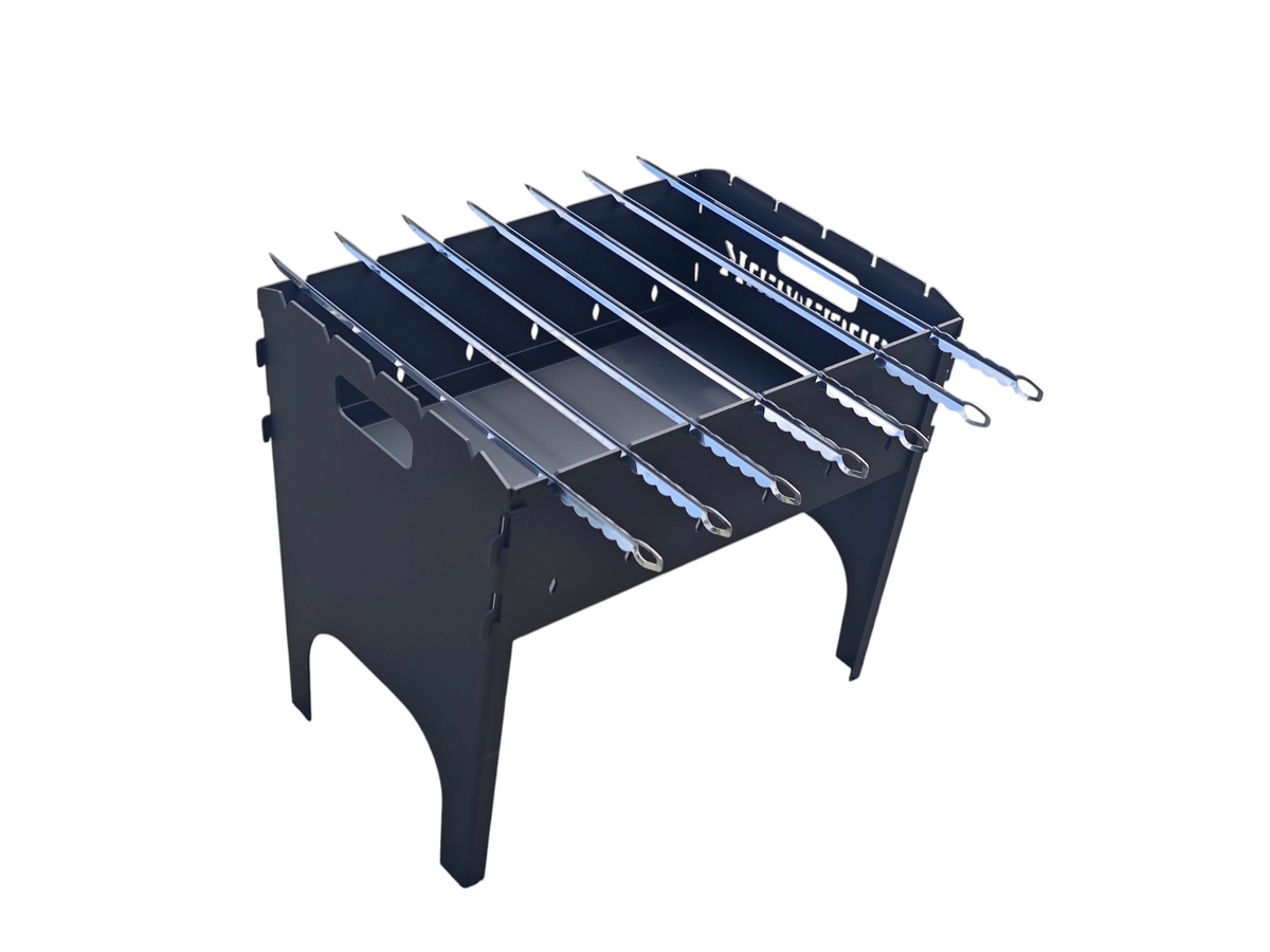FORGEWERK Mangal Grill 3 mm Stahl – Schaschlikgrill mit Grillrost & Kochplatte