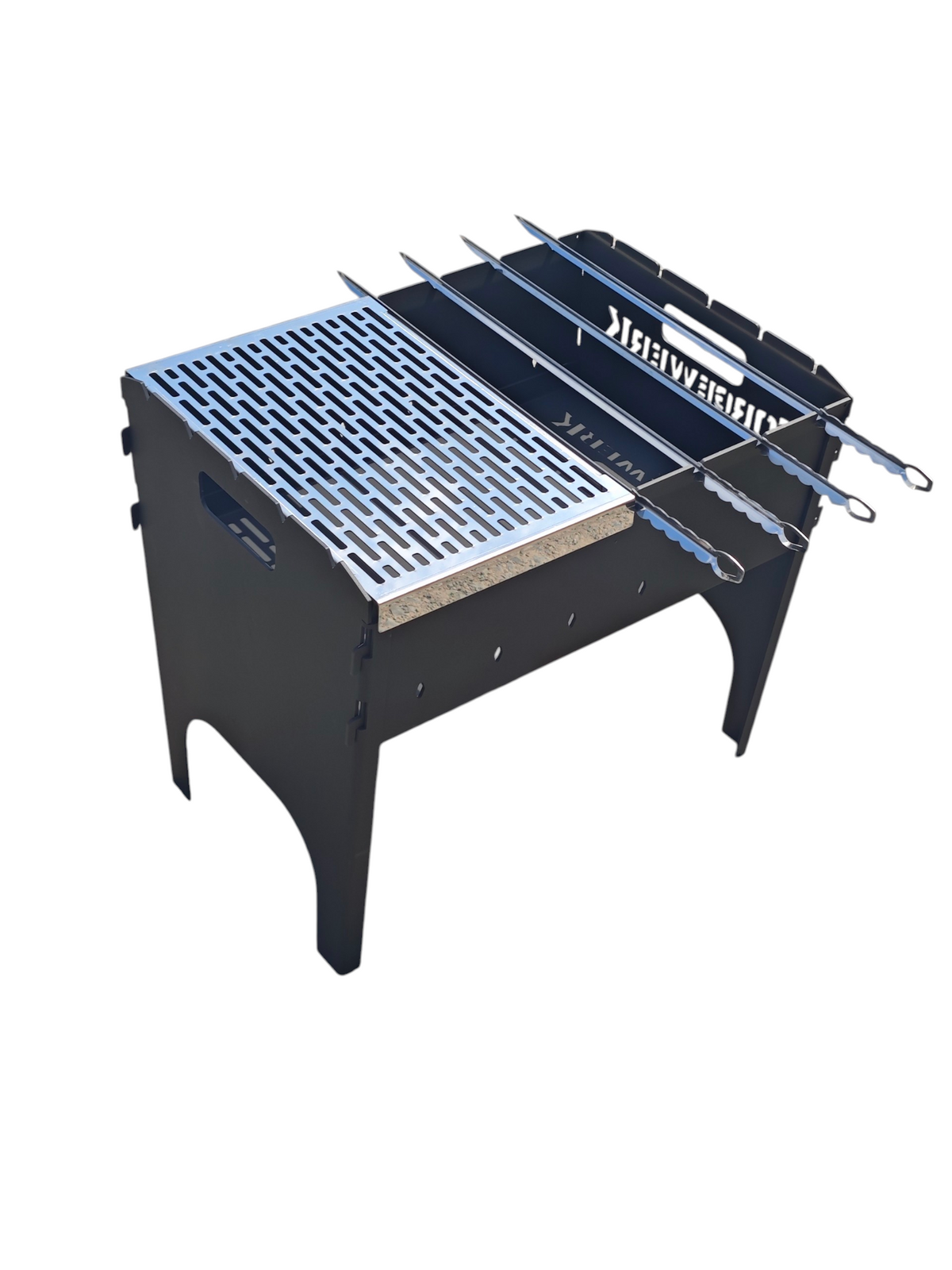 FORGEWERK Mangal Grill 3 mm Stahl – Schaschlikgrill mit Grillrost & Kochplatte
