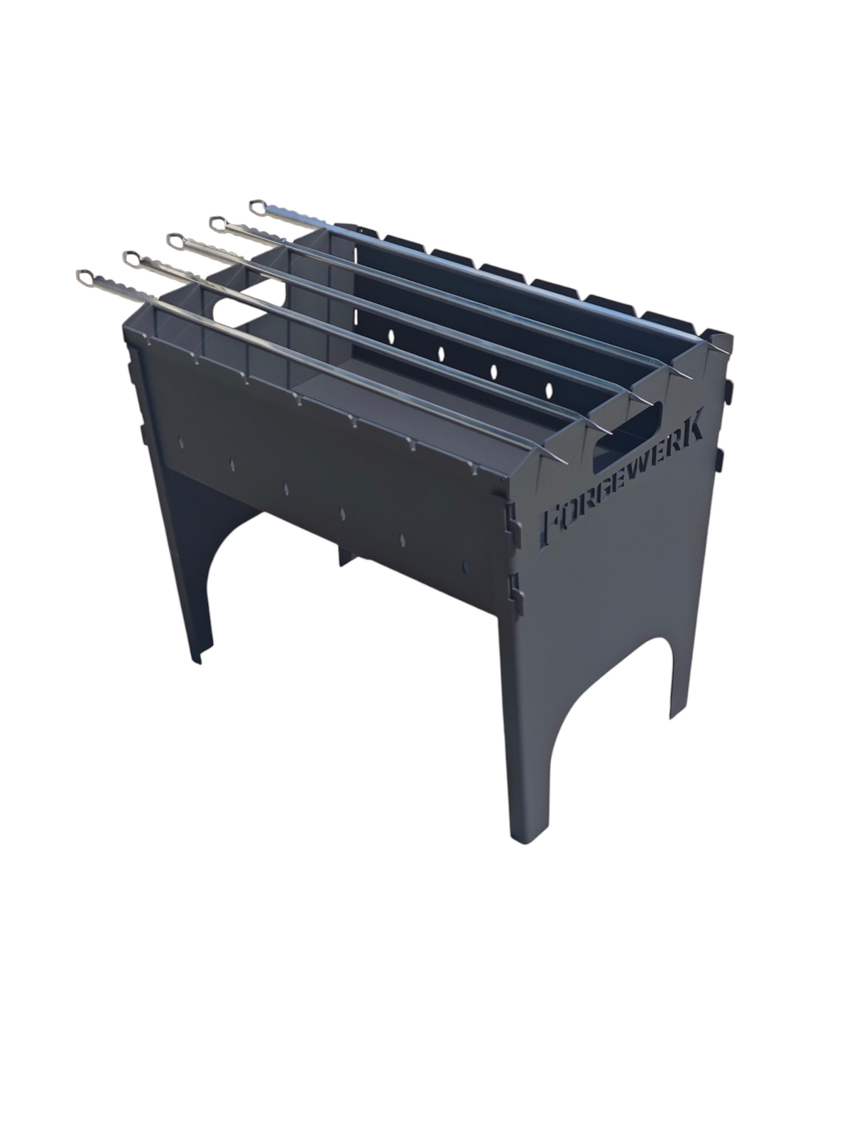 FORGEWERK Mangal Grill 3 mm Stahl – Schaschlikgrill mit Grillrost & Kochplatte