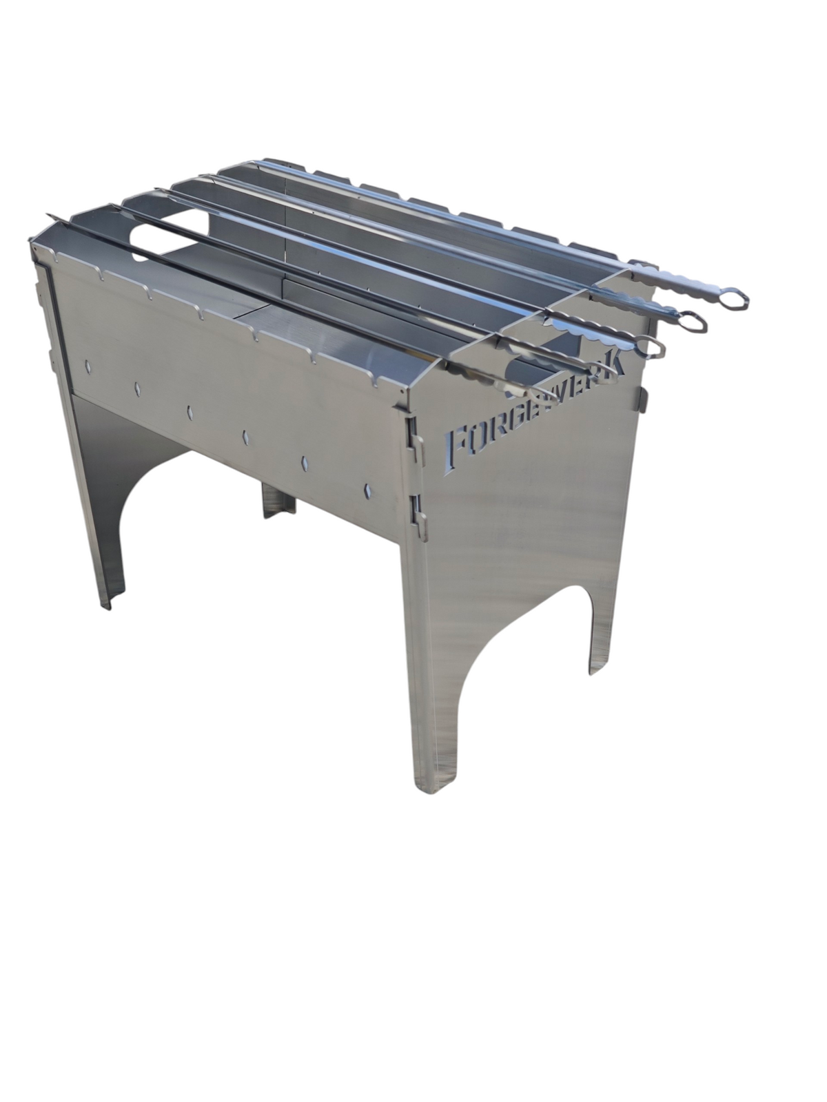 FORGEWERK Mangal Grill aus 3 mm Edelstahl – Schaschlikgrill & Outdoor-Kochstelle