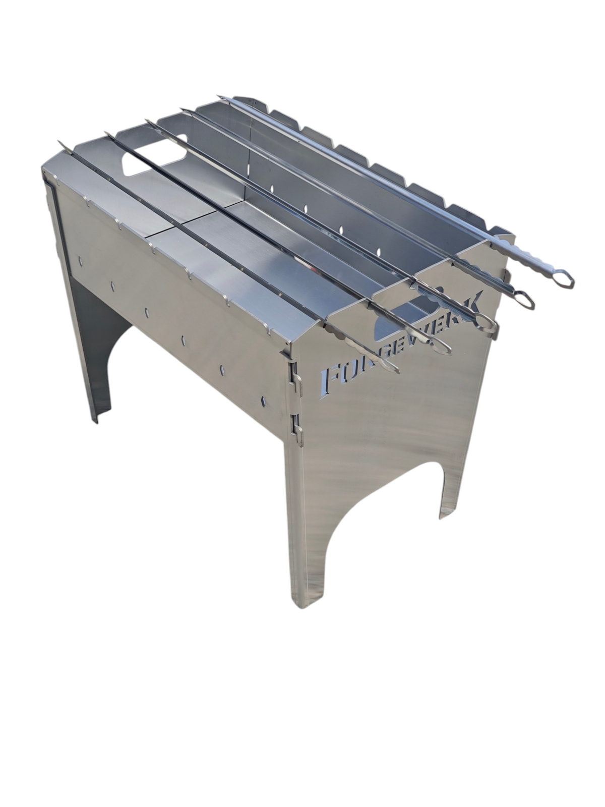 FORGEWERK Mangal Grill aus 3 mm Edelstahl – Schaschlikgrill & Outdoor-Kochstelle