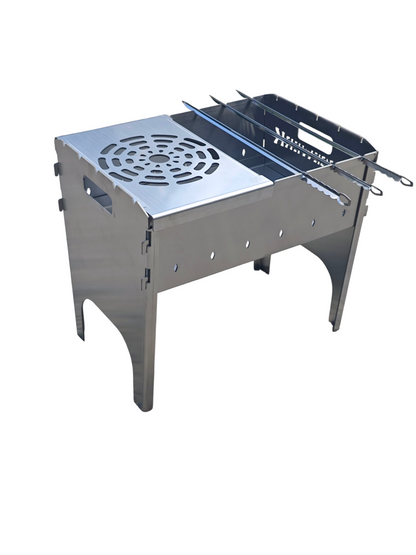FORGEWERK Mangal Grill aus 3 mm Edelstahl – Schaschlikgrill & Outdoor-Kochstelle