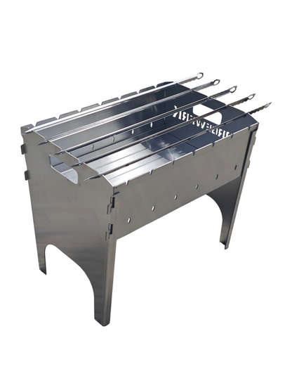 FORGEWERK Mangal Grill aus 3 mm Edelstahl – Schaschlikgrill & Outdoor-Kochstelle