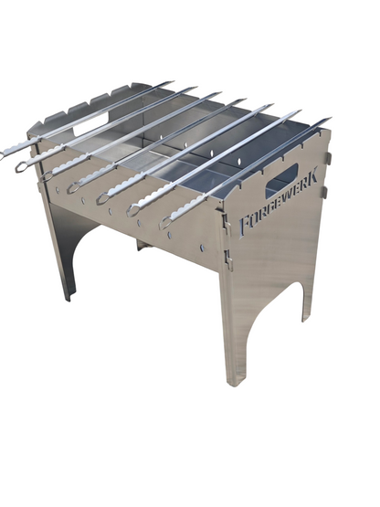 FORGEWERK Mangal Grill aus 3 mm Edelstahl – Schaschlikgrill & Outdoor-Kochstelle