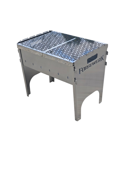 FORGEWERK Mangal Grill aus 3 mm Edelstahl – Schaschlikgrill & Outdoor-Kochstelle