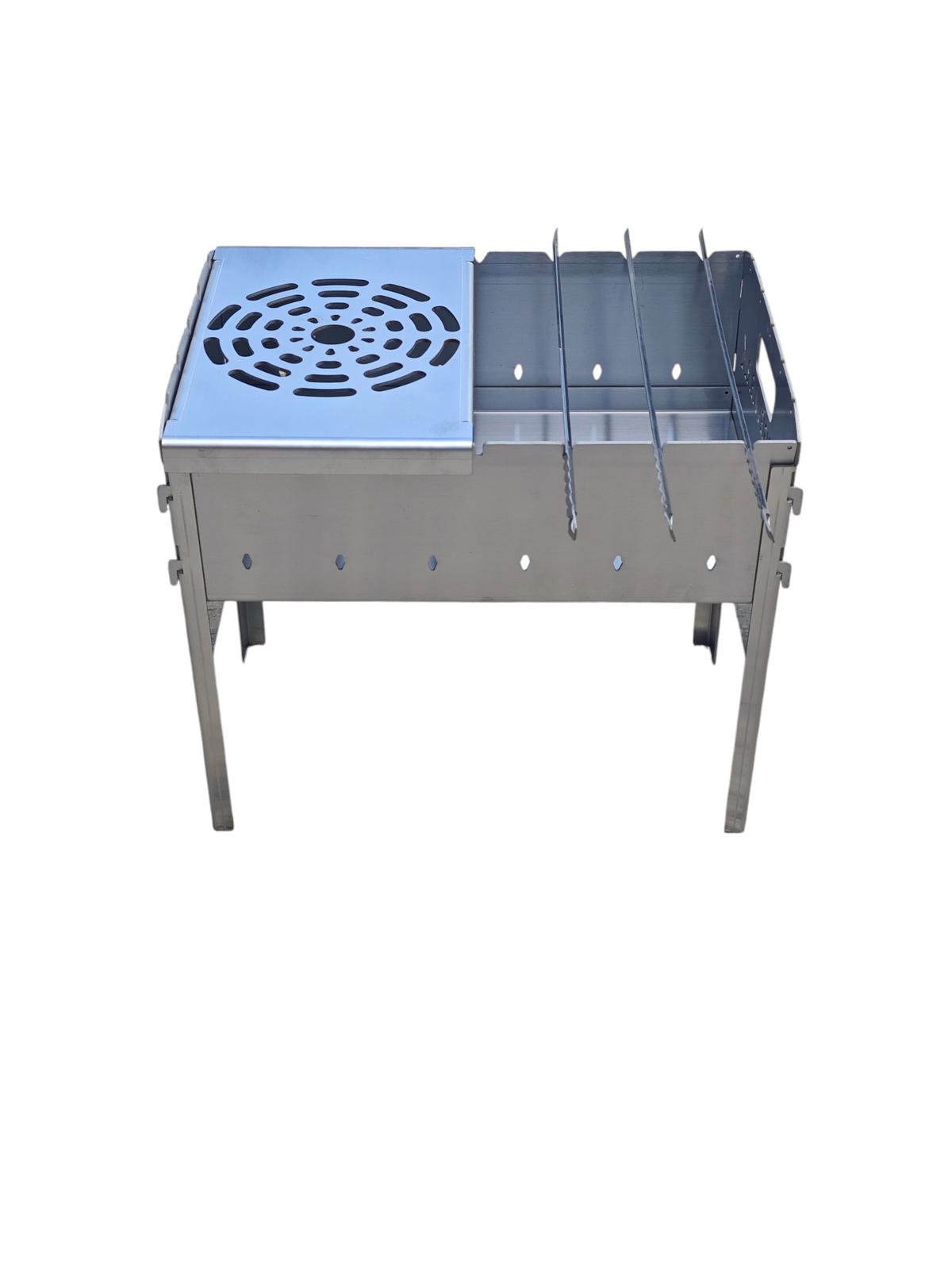FORGEWERK Mangal Grill aus 3 mm Edelstahl – Schaschlikgrill & Outdoor-Kochstelle