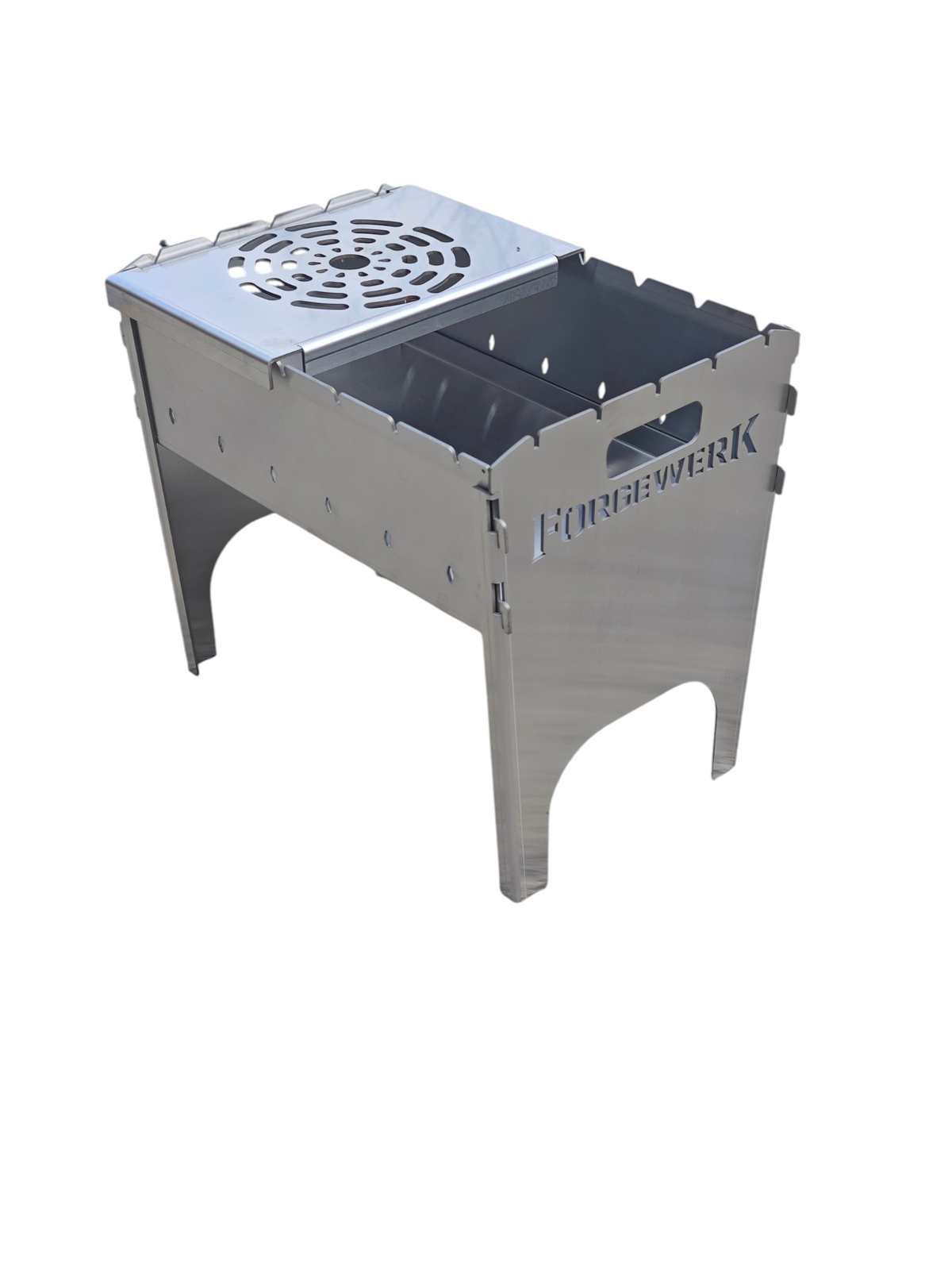 FORGEWERK Mangal Grill aus 3 mm Edelstahl – Schaschlikgrill & Outdoor-Kochstelle