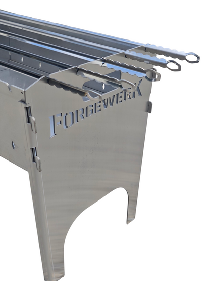 FORGEWERK Mangal Grill aus 3 mm Edelstahl – Schaschlikgrill & Outdoor-Kochstelle