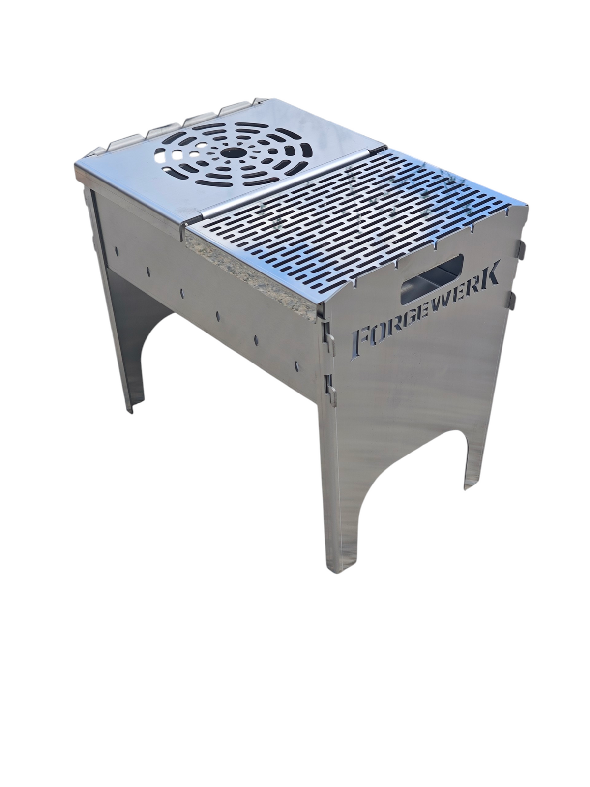 FORGEWERK Mangal Grill aus 3 mm Edelstahl – Schaschlikgrill & Outdoor-Kochstelle