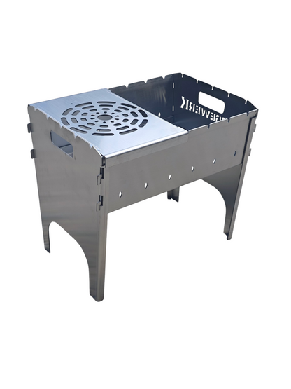 FORGEWERK Mangal Grill aus 3 mm Edelstahl – Schaschlikgrill & Outdoor-Kochstelle