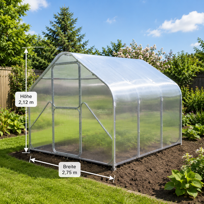Gewächshaus GABLE 2,75 m breit  – 4/6 mm Polycarbonat , 2,12m hoch