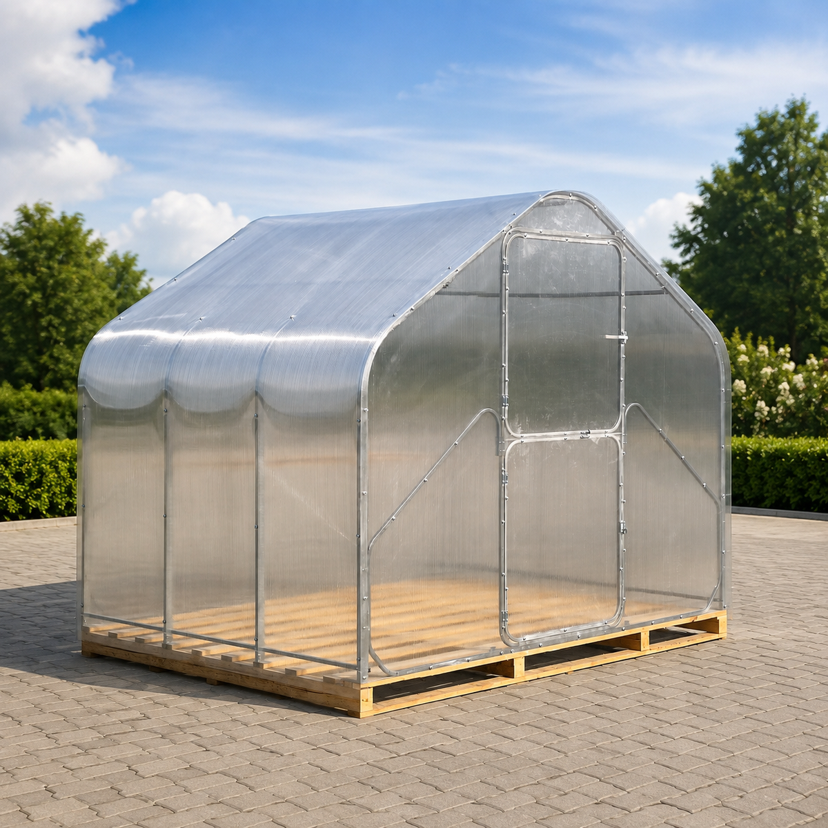 Gewächshaus GABLE 2,75 m breit  – 4/6 mm Polycarbonat , 2,12m hoch
