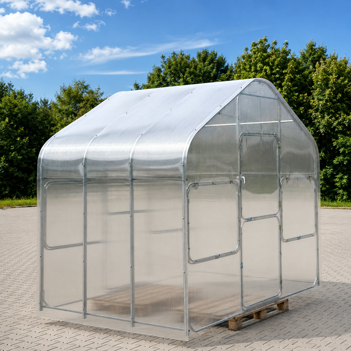 Gewächshaus GABLE 2,99 m – 4/6 mm Polycarbonat , extrahoch 2,55cm