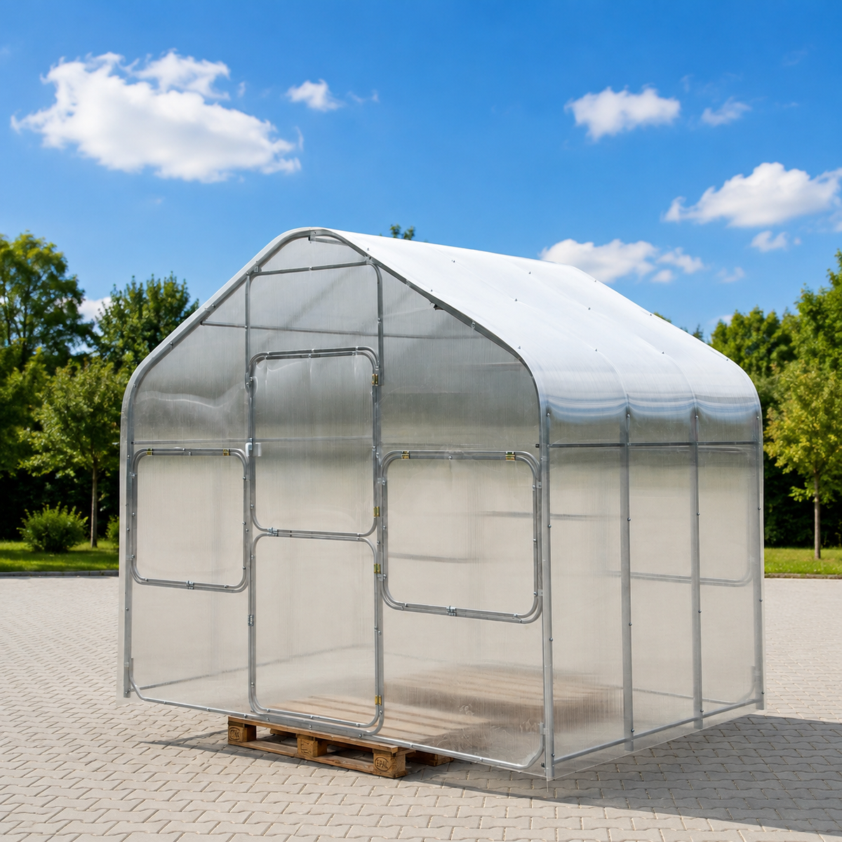 Gewächshaus GABLE 2,99 m – 4/6 mm Polycarbonat , extrahoch 2,55cm