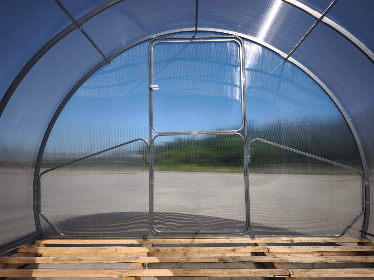 Gewächshaus GAUDI 3 m – 4/6 mm Polycarbonat oder Stahlrahmen, Bogenabstand 1,0 / 0,67 m